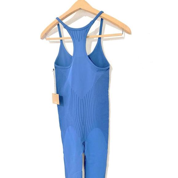Astroremiges Women's Jumpsuit One Piece Full Length Straps Blue Ribbed Size S - Picture 4 of 15